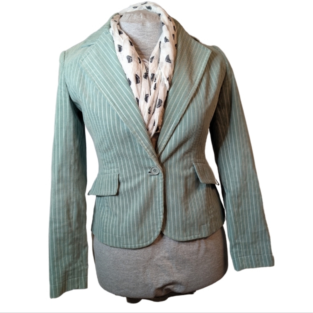 Togo sz8 Soft Green Cotton Corduroy Stretch Blazer EUC